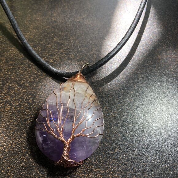 Tree of Life Jewelry - Tree Of Life Pendant Wire Wrap Necklace Amethyst Stone, Reiki, Yoga, Buddhist